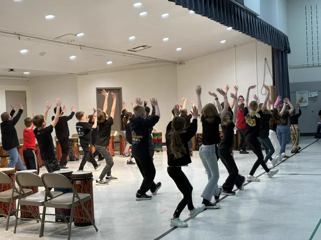 Students participating in a community activity